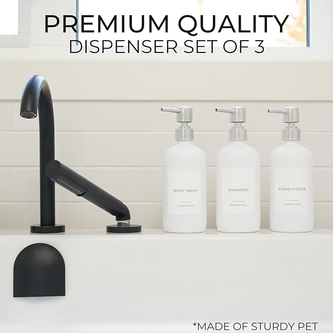 Stylish Shampoo and Conditioner Dispenser Set of 3 - Image 2