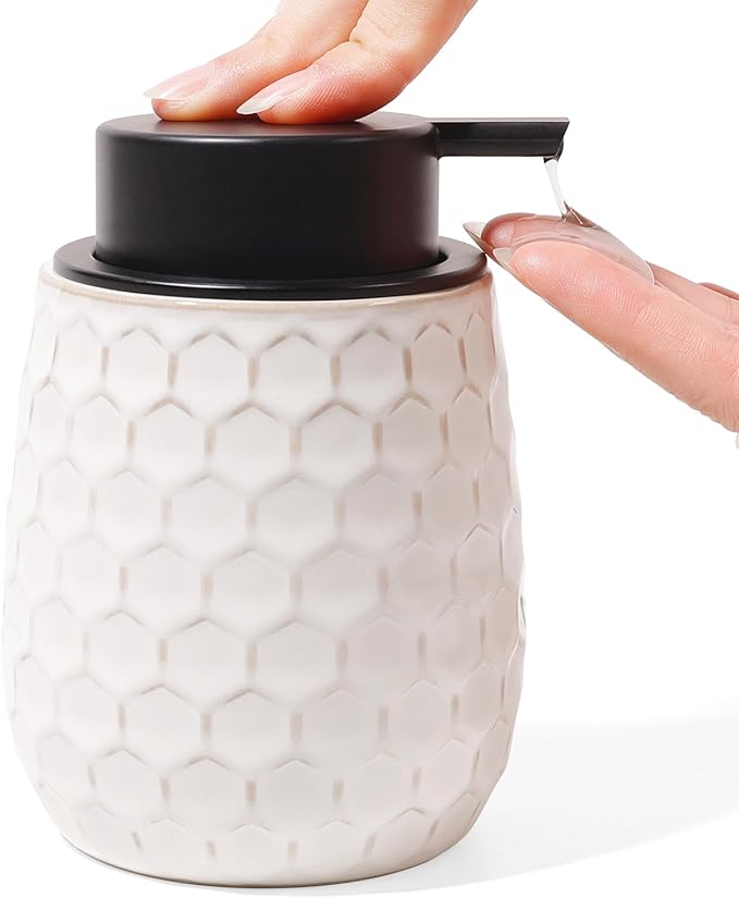 Soap Dispenser, 12 OZ Ceramic Liquid White Hand Soap Dispenser by ANTISSHOME