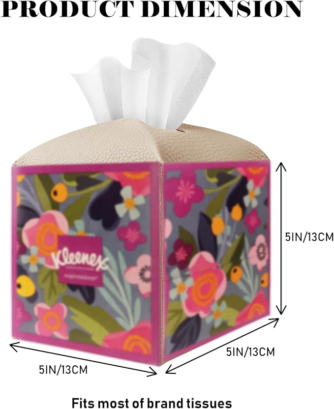 Tissue Box Cover Holder Square Tissue Cube Cover PU Leather Tissue Organizer - Image 4
