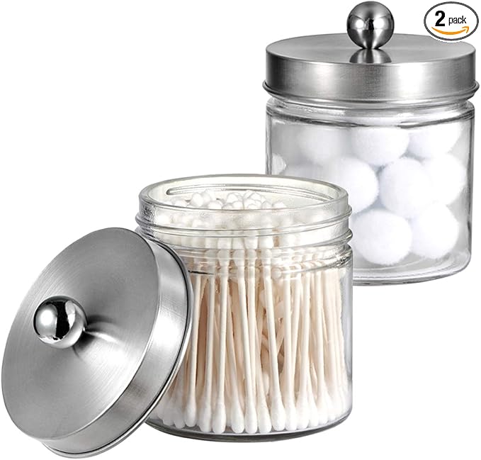 SheeChung 2-Pack Brushed Nickel Mason Jar Qtip Holder by SheeChung