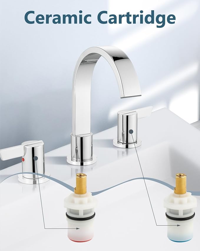 Aolemi Bathroom Faucets 3 Hole, 8 Inch Widespread Waterfall Bathroom Sink Faucet - Image 5