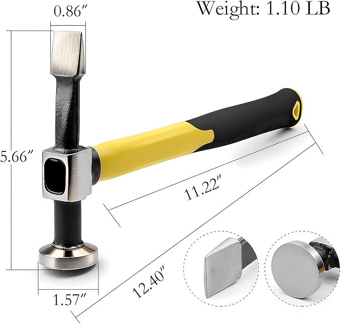 Auto Body Hammer, Flat and Round Head, Plastic Handle. - Image 2