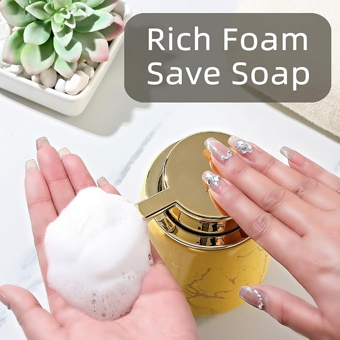 Marble Foam Soap Dispenser for Bathroom, Chic Ceramic Bottle - Image 4