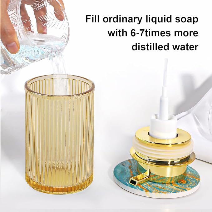 Foaming Soap Dispenser, 12 Oz Amber Glass Foam Hand Soap Dispenser, Refillable - Image 5