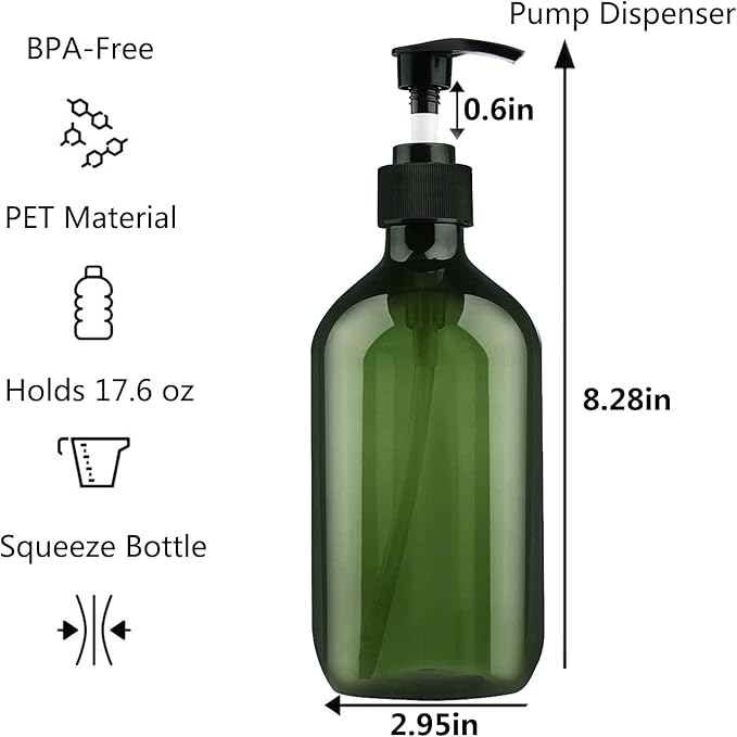 Empty Plastic Bottles with Pump Dispenser and Labels Included, Refillable - Image 3