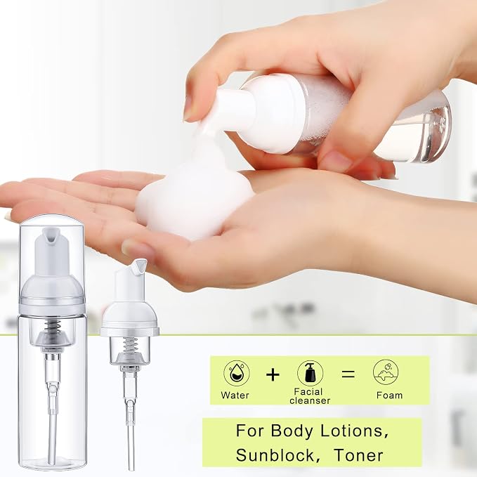 70 Pcs 2 oz Plastic Foam Soap Dispensers Refillable Lash Shampoo Bottles - Image 3