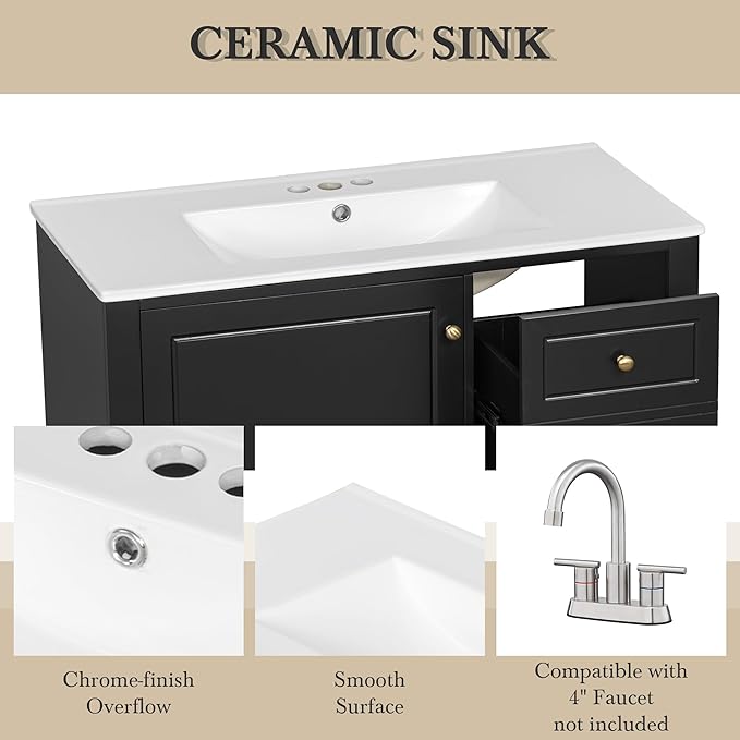 36" Bathroom Vanity with Sink, Harper & Bright Designs Free Standing Single - Image 7