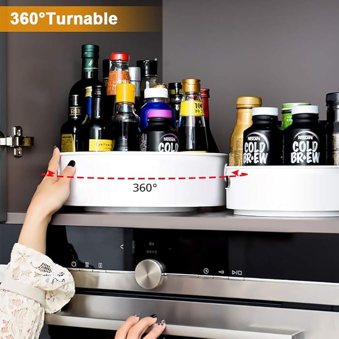 Semlos 360° Rotating Lazy Susan Organizers, 2 Packs 9" and 12" Turntable Spice - Image 2