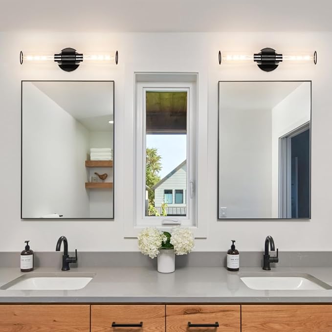 Matte Black Bathroom Sconces Wall Lighting, 2 Light Hardwired Bathroom Vanity - Image 3