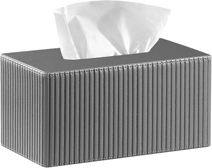 Larger Tissue Box Cover, Modern PU Leather Rectangular Facial Tissue Holder by Thelittlebeautyoflife
