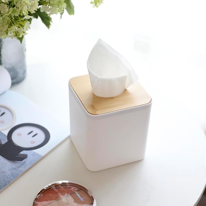 Square Tissue Box Cover, Bamboo Facial Cube Box Cover - Image 4