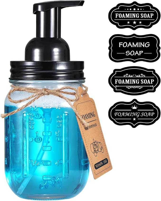 Amolliar Mason Jar Foaming Soap Dispenser, Rustproof Stainless Steel Lid - Image 2
