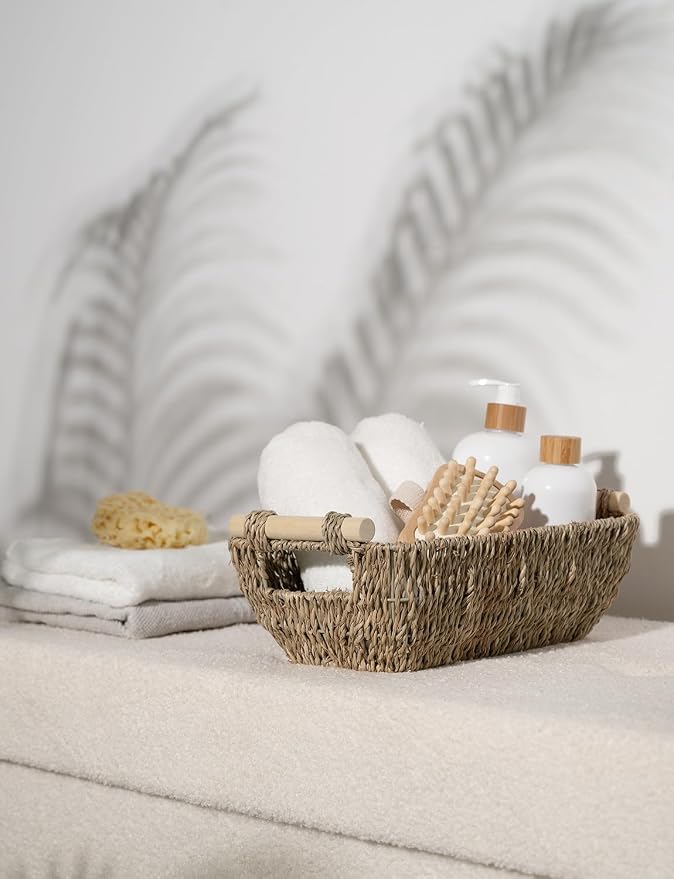 StorageWorks Small Baskets for Shelf, Seagrass Woven Basket - Image 6