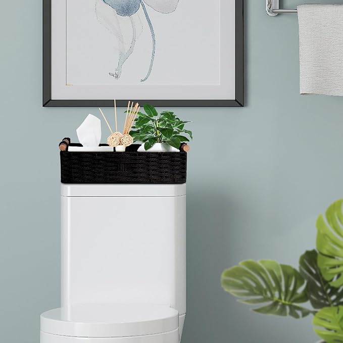 Round Paper Rope Storage Basket Wicker Baskets - Image 5