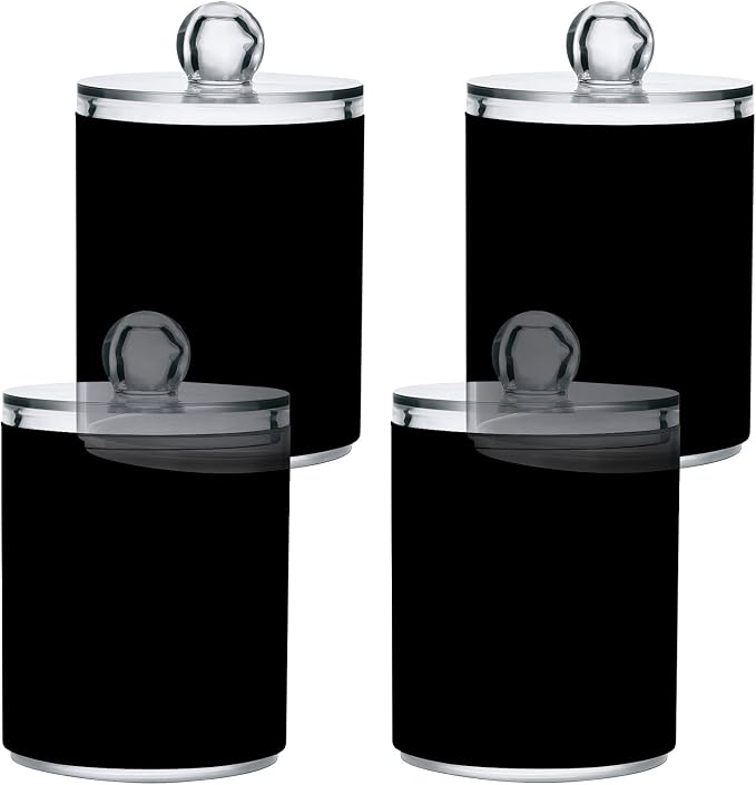 Black Qtip Holder Organizer Dispenser Cotton Swabs Cans Plastic Jars by SHJI