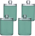 Teal Green Retro Qtip Holder Organizer Dispenser Cotton Swabs Cans Plastic Jars by SHJI