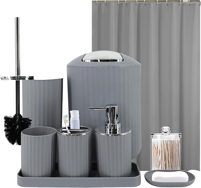 Grey Bathroom Accessories Set by Unknown