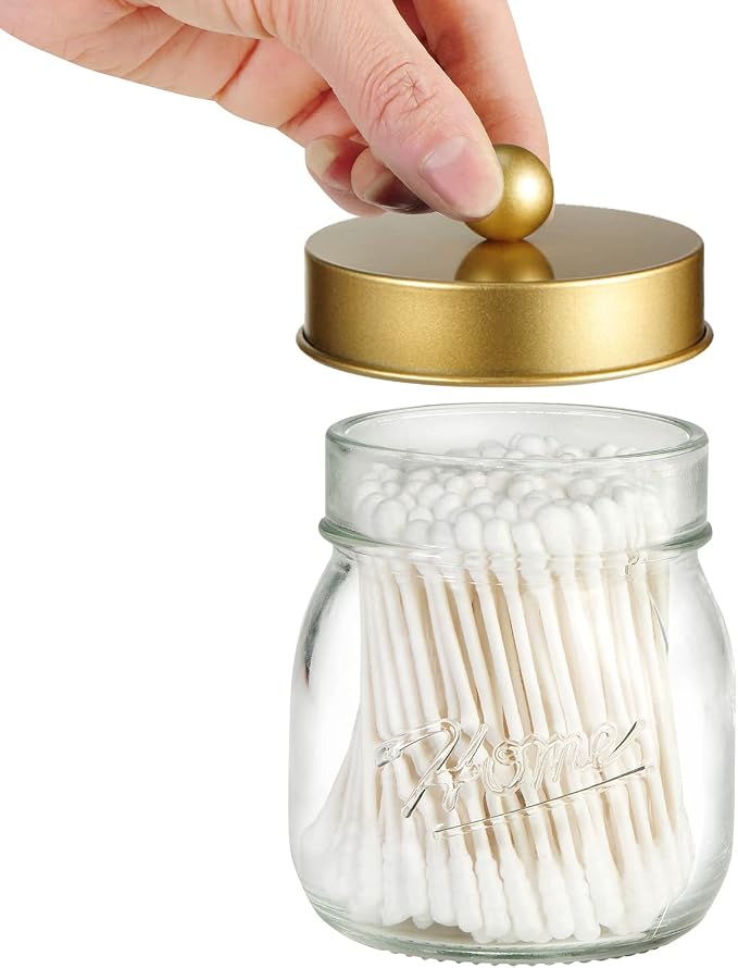 SheeChung 3Pack Warm Golden Undertones Bathroom Decor, Cotton Swab Holders - Image 5