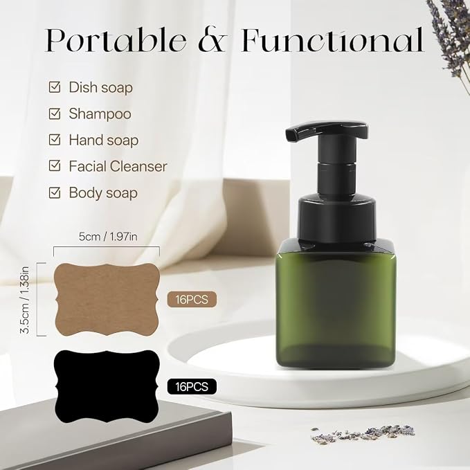 8.5 oz Foaming Soap Dispenser Plastic Foaming Pump Bottle, Refillable Dispenser - Image 3