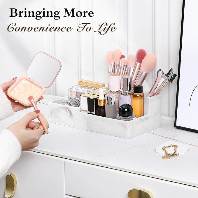 Luxspire Bathroom Counter Organizer, Marble Toothbrush Holder - Image 7