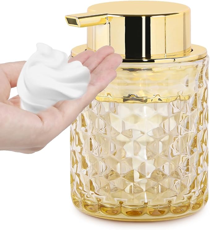 Amber Foaming Soap Dispenser, Glass Soap Dispenser by Fvstar