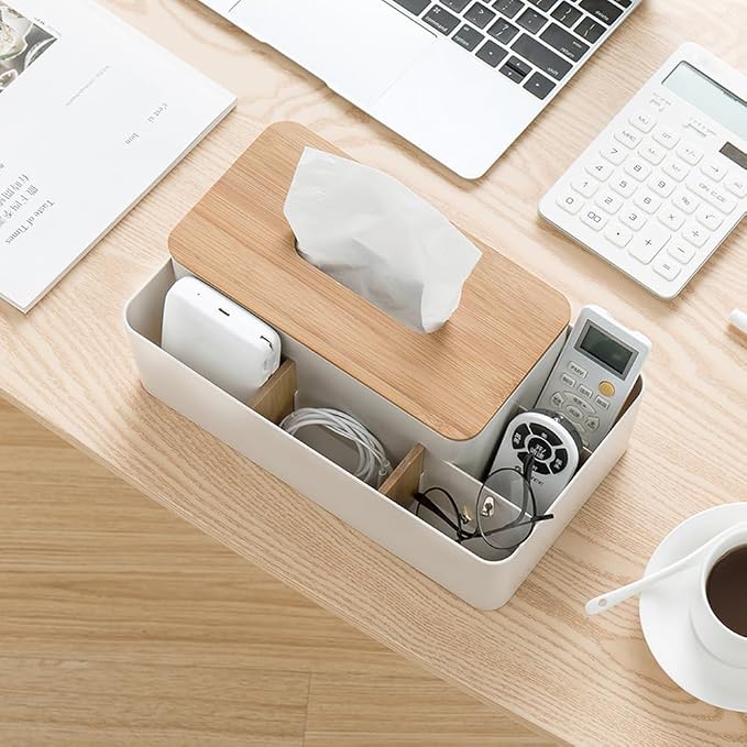 Poeland Multifunction Tissue Box Rectangular Facial Tissue Holder Dispenser - Image 5