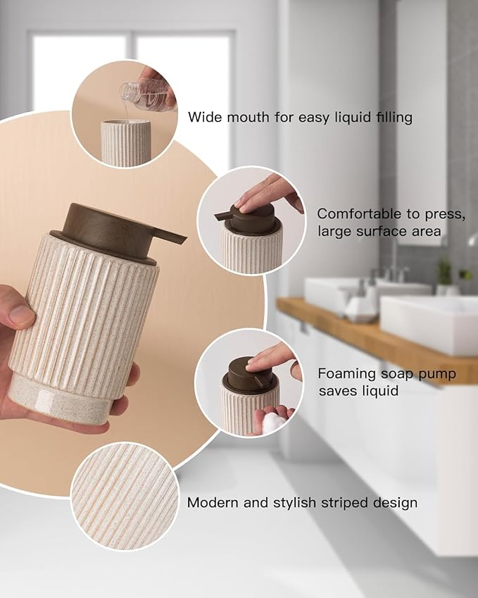 Fun Elements Foaming Soap Dispenser, Wood Grain Plastic Soap Dispenser - Image 4