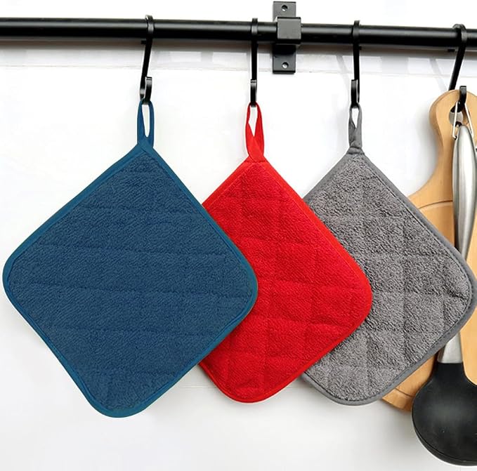 meioro 4-Pack Pot Holders for Kitchen High Heat Resistant Potholder, 100% - Image 5