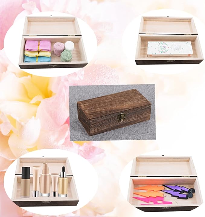 Wood Storage Box with Lid Solid Wood Container Box Decorative Table Large - Image 6
