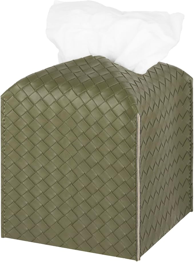 Tissue Box Cover PU Leather Tissue Holder Square Facial Tissue Case Facial by zoocatia