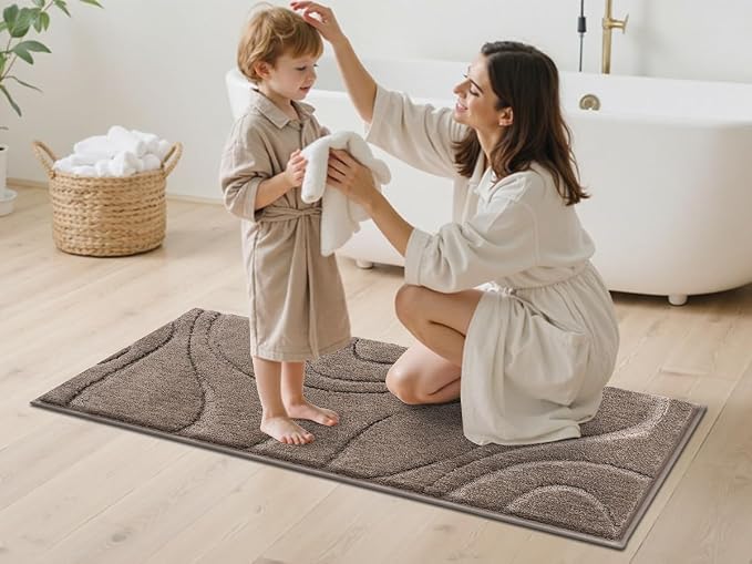 HEBE Bathroom Rug Sets 3 Piece, Non Slip Shower Mats - Image 7