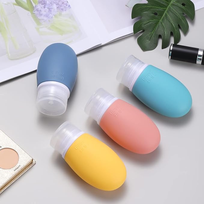 Leak Proof Silicone Travel Bottles, 4 Pack 2oz Liquid Squeezable Refillable - Image 6