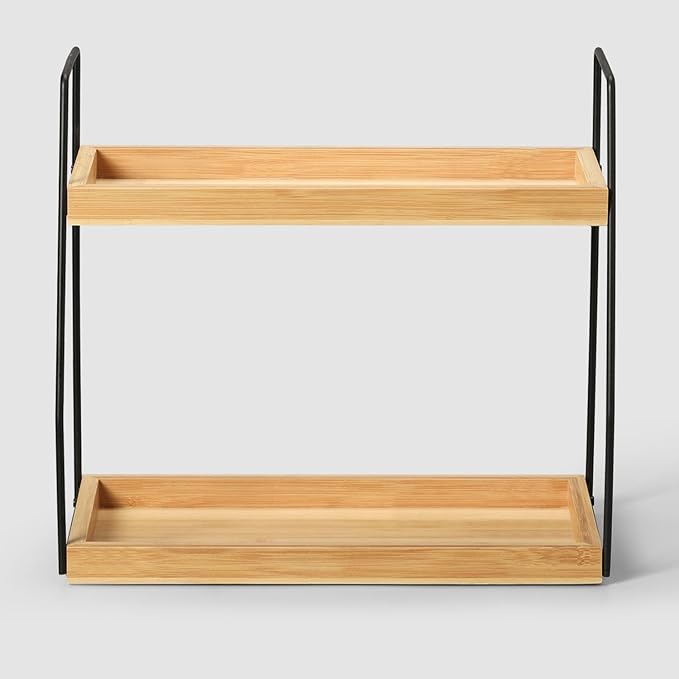 Bamboo Bathroom Counter Organizer, Wooden Bathroom Sink Countertop Organizer - Image 4