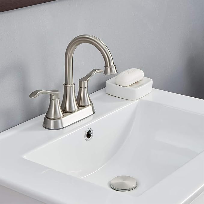 Brushed Nickel Bathroom Sink Faucets, 360° Swivel High-Arc Spout 2-Handle 4 - Image 4