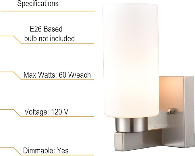 Modern Wall Sconces Set of Two Brushed Nickel Bathroom Vanity Light - Image 6