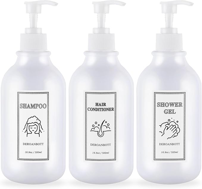 Shampoo and Conditioner Dispenser, Refillable Plastic Shampoo Pump Bottles by Unknown