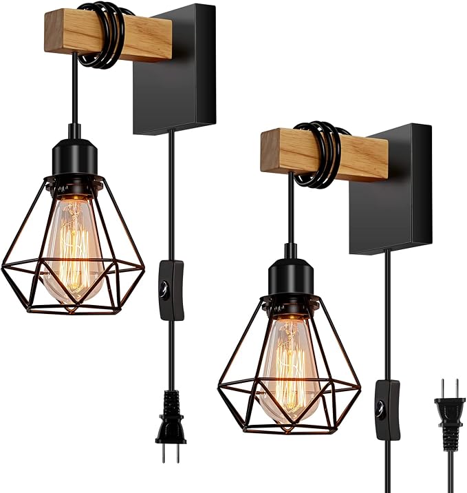 Plug in Wall Sconces Set of Two, Wall Sconce by foucasalLighting