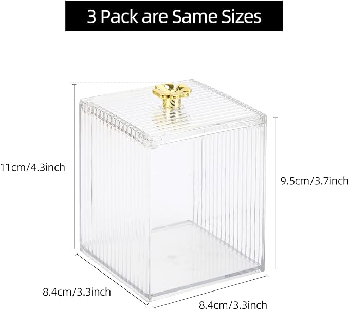 Tecbeauty 3PCS Qtip Holder Bathroom Organizer and Storage Containers Plastic - Image 2