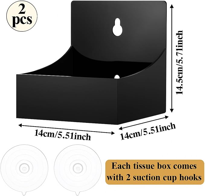 Geelin 2 Pcs Tissue Box Holder Wall Mount Acrylic Dispenses Tissue Box Shelf - Image 2