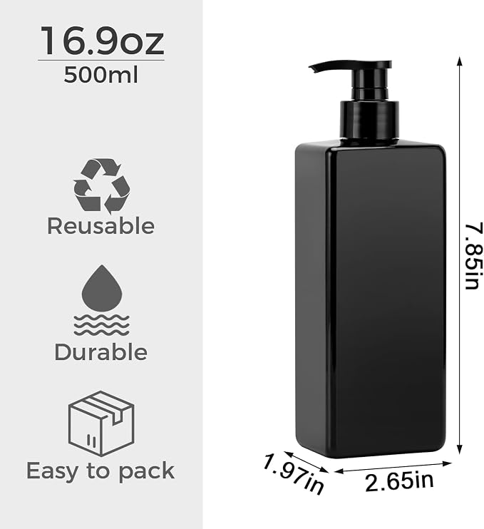 Suream Shampoo and Conditioner Dispenser Set, Plastic Refillable Dispenser - Image 3