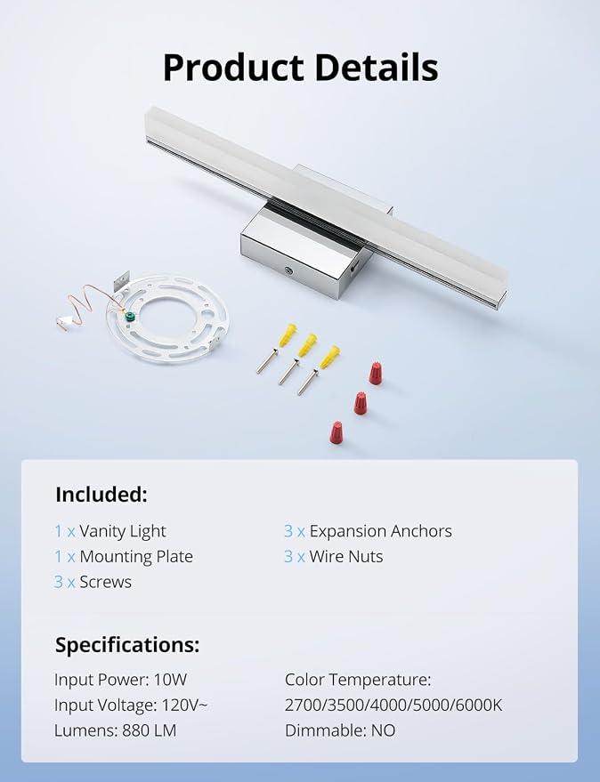 Combuh Modern Bathroom Light Fixtures Over Mirror 5 Colors Adjustable, Chrome - Image 9