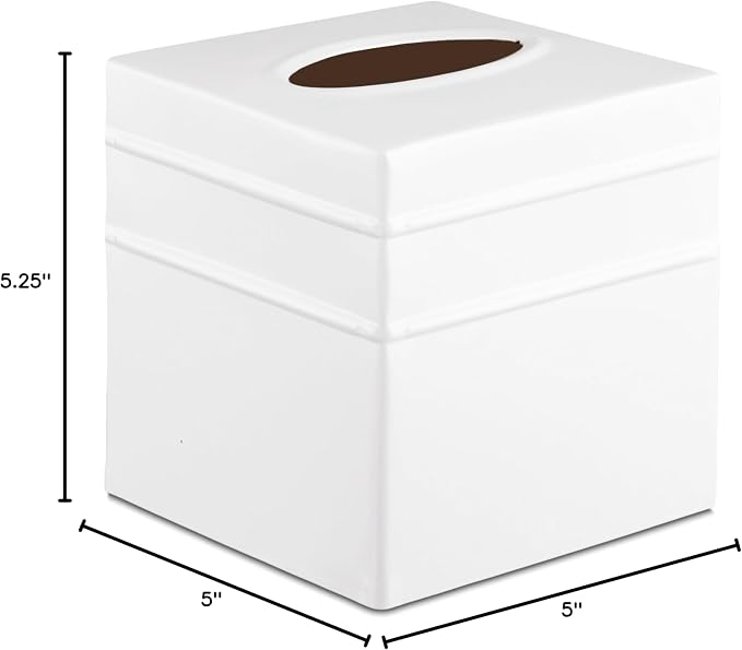 Monarch Abode Tissue Box Cover Square – Handcrafted Border Embossed White Metal - Image 7