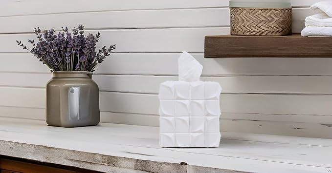Hymmah Modern Square Tissue Box Cover Holder, Bathroom Accessories Decor Unique - Image 3