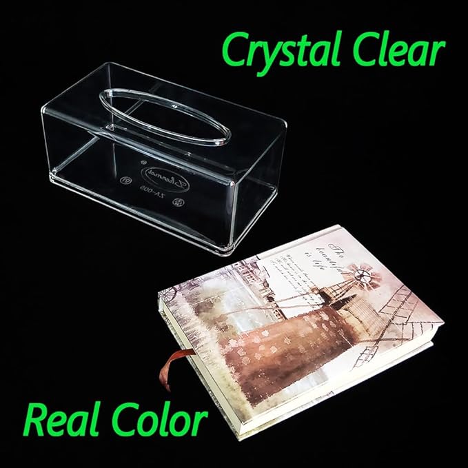Square Clear Acrylic Tissue Box, Box Covers Rectangular, Bathroom Facial Napkin - Image 4