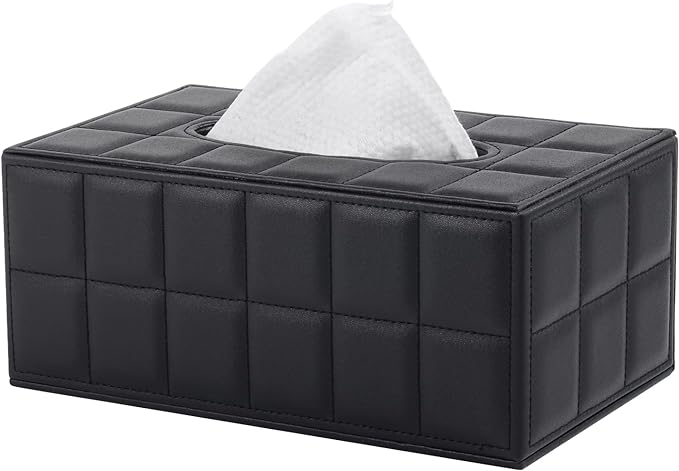 Tissue Box Cover Rectangle Tissue Box Holder PU Leather Facial Organizer by XNONE
