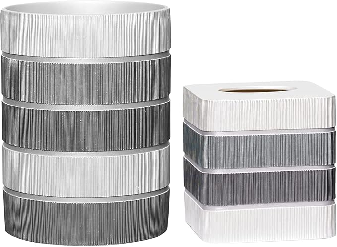 Zahari Home 2pc Modern Line Stylish Bath Accessories Set Waste Basket & Square by ZahariHome