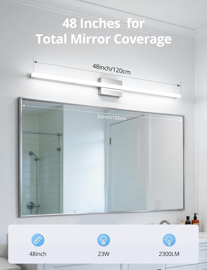 Combuh 48Inch Bathroom Vanity Light Fixtures Extra Long Lighting Bar Above - Image 2