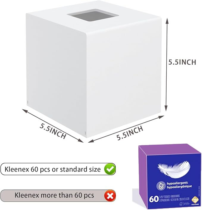 Tissue Box Cover, PITBVO Acrylic Tissue Box Holder Square Tissue Box Cover - Image 3