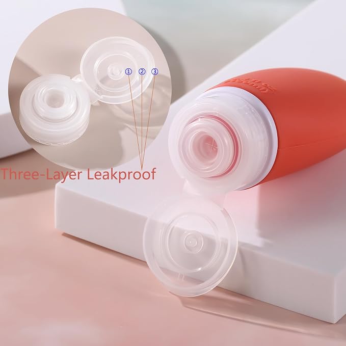 Leak Proof Silicone Travel Bottles, 4 Pack 3.4oz Liquid Squeezable Refillable - Image 3
