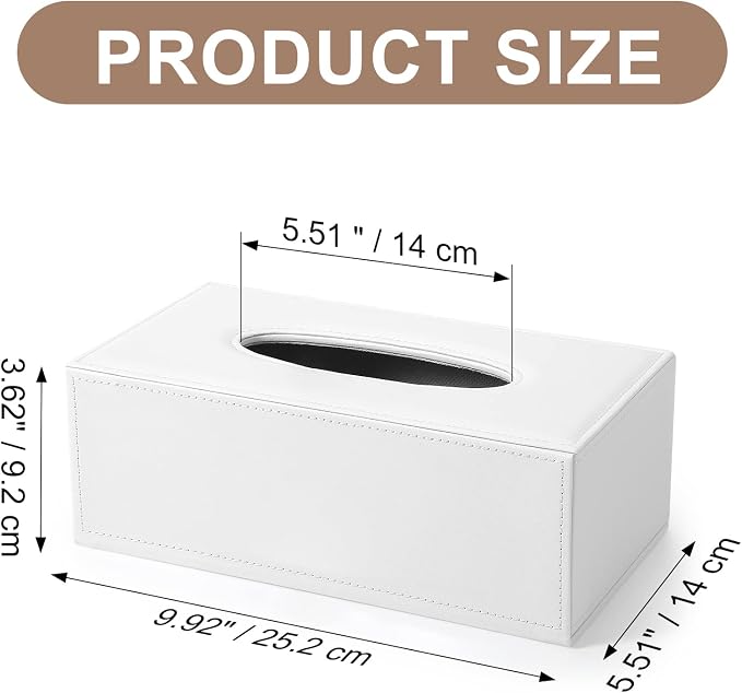 Tissue Box Cover, PU Leather Tissue Box Holder Rectangular Tissue Holders - Image 7